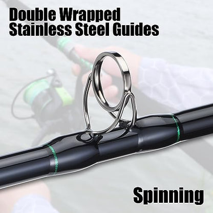 Sougayilang Catfish & Inshore Spinning Combo – 30LB Drag, 4.7:1, 13+1 Bearings, 2-Piece Medium Heavy Rod for Catfish, Striper, Redfish, Carp – Bottom Fishing - color: B-Spin8'0''-5000