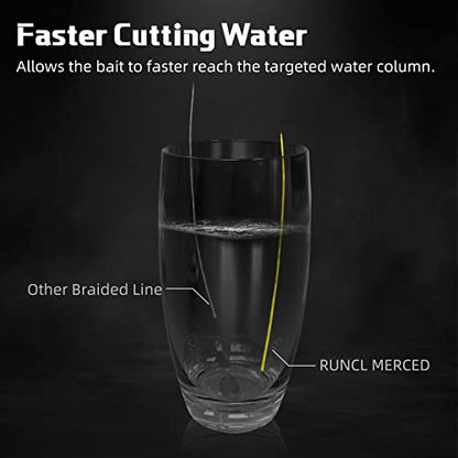 RUNCL Braided Fishing Line Merced, 1000 500 300 Yards Braided Line 4 8 Strands, 6-200LB - Proprietary Weaving Tech, Thin-Coating Tech, Stronger Smoother for Freshwater Saltwater - color: Hi-Vis Yellow, size: 12lb/300yards (4 Strands)