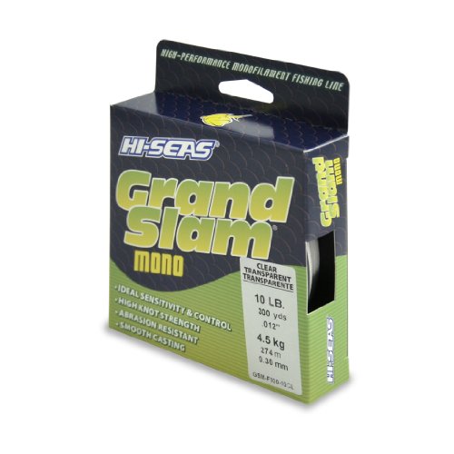 HI-SEAS Grand Slam Monofilament Fishing Line - Strong & Abrasion Resistant in Clear, Pink, Green, Smoke Blue, Fluorescent Yellow Freshwater & Saltwater - Filler Spool - style: 10 Lb Test, 0.30 Mm Dia, 300 Yd