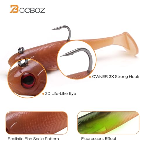 Pre-Rigged Soft Fishing Lures Jig Head Paddle Tail Swimbait for Bass Walleye Trout Crappie Fishing Gear for Saltwater Freshwater - size: 2.75"-0.23oz