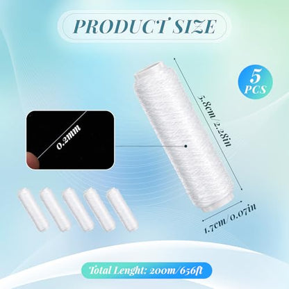 5 Pcs Fishing Bait String, Nylon Invisible Fishing Thread Elastic Clear Fishing Line 0.2mm 820FT Per Spool Stretchy Fish Wire for Salmon Sturgeon Catfish Bass