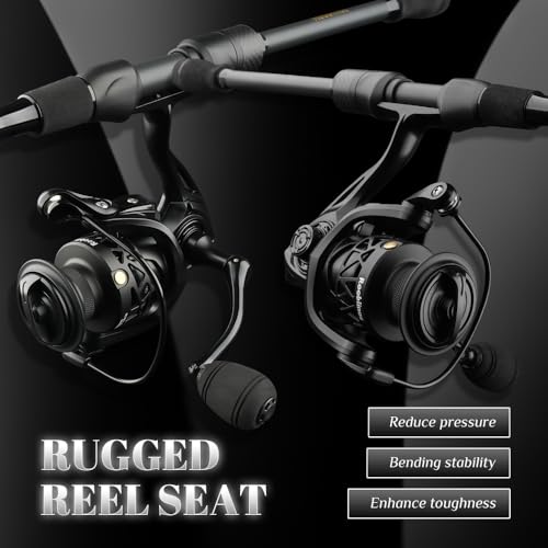 ROOBLINOS BASS Hunter Fishing Rod and Spinning Reel Combo 6.9ft Lightweight Carbon Fiber Fishing Pole Set Freshwater & Saltwater Bass Trout and Panfish Lakes Rivers Fishing - color: BASS HUNTER+RS2000