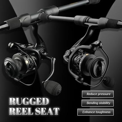 ROOBLINOS BASS Hunter Fishing Rod and Spinning Reel Combo 6.9ft Lightweight Carbon Fiber Fishing Pole Set Freshwater & Saltwater Bass Trout and Panfish Lakes Rivers Fishing - color: BASS HUNTER+RS2000