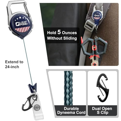 3pcs Fly Fishing Retractor & 3pcs Coiled Fish Lanyard | Retractable Zinger with 24" Dyneema Cord(5oz) for Anglers Vest, 32" Carabiner Coil Tether for Pliers, Scissor