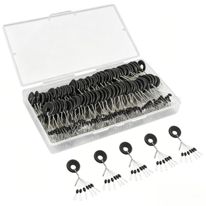 600 Pieces Fishing Bobber Stops, Float Sinker Stops, Portable Fishing Accessories, Freshwater Saltwater Bobbers for Fishing, Slip Float Tackle Kit - size: L (Oval)