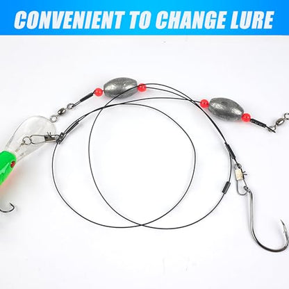 Saltwater Bottom Fishing Rigs Carolina Rig with Stainless Steel Wire Leader Egg Sinkers Surf Fishing Ready Rigs for Flounder, Striped Bass, Snapper, Grouper, Redfish, Drum 0.5–2 oz, 4Pcs - size: 2oz-4pcs
