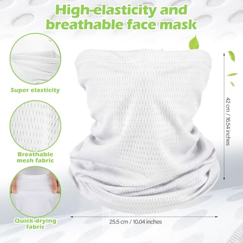 Geyoga 2/4 Pack Cooling Neck Gaiter Summer Breathable Balaclava Face Mask with Mesh Holes UV Protection Sun Scarf Men Women - color: White