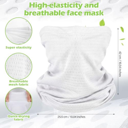 Geyoga 2/4 Pack Cooling Neck Gaiter Summer Breathable Balaclava Face Mask with Mesh Holes UV Protection Sun Scarf Men Women - color: White