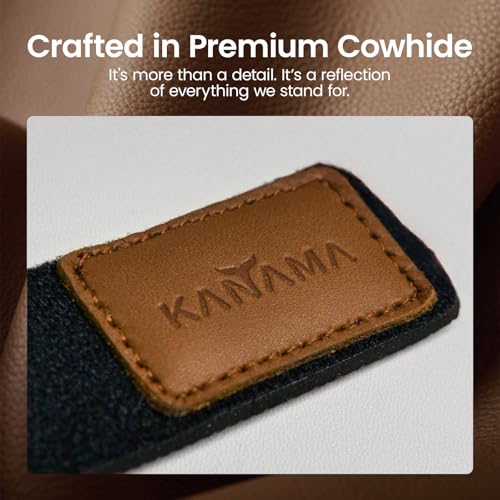 KANAMA Premium Cowhide Leather Fishing Rod Straps, 4 Pcs Hook & Loop Rod Wraps, Rod Belts & Tackle Ties, Stretchy Elastic Rod Ties, Fits Casting, Spinning & Fly Rods