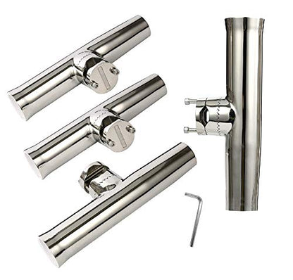 YaeMarine 4Pcs Boat Fishing Rod Holder Stainless Tournament Style Clamp on Fishing Rod Holder Rail Mount for Rails 7/8" to 1" or 1" to 1-1/4"