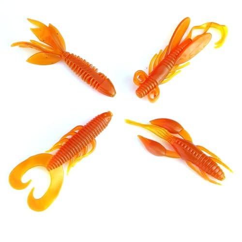 Soft Silicone Crawfish Lures Kit, 25Pcs Saltwater Fishing Lures Shrimp Baits Set for Bass Fishing, Fishings Bait for Freshwater Saltwater Gifts - color: Orange