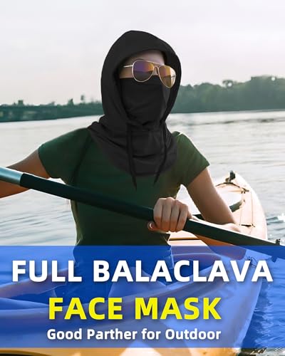 Summer Balaclava Face Mask with Breathable Holes Sun Face Shield UV Protection Full Head Mask for Men Women Fishing Cycling - color: Black-pro
