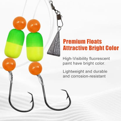 Pompano Rigs for Surf Fishing Saltwater Floats Catfishing Pompano Fishing Rigs with Double Circle Hooks and Pyramid Sinker 5pcs/8pcs - color: Orange and Yellow Pompano Rigs 5pcs
