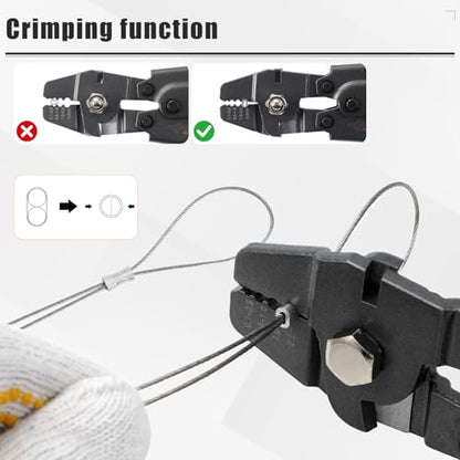 KF CPTEC Wire Rope Swager 2-in-1 Crimping Tool & Cutter for Fishing Lines up to 2.2mm, Lightweight Teflon-Coated Aluminum Ferrule Crimper
