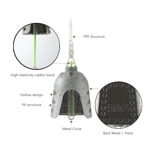 Bait Cage, Fishing Feeder Holder with Weight Openable Lure Container Long Ranges Casting for Powder Live Baits - size: Large Cage A2414 50G