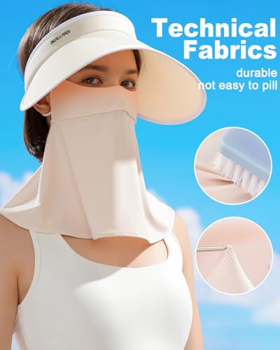 WRELS UPF 50+ Unisex Breathable Cooling Face Cover Sun UV Protection Earloop Neck Gaiter Scarf for Summer Outdoor Activities - color: Pink+skin