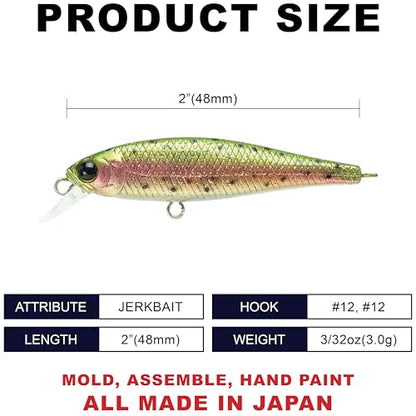 LUCKY CRAFT Pointer 48S, Sinking, Freshwater Lake Bass Fishing Lure, Jerkbait, Silent, Fishing Gear, Fishing Accessories, Fishing Tackle, Rainbow Trout, Brown, Brook, Tiger Perch - color: 276 Laser Rainbow Trout