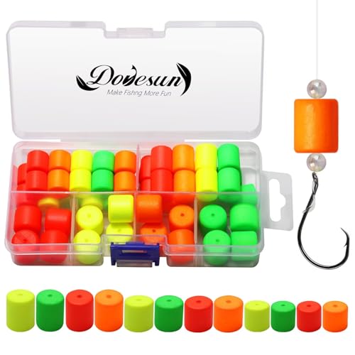 Dovesun 220/104/80/60/54/52/42pcs Pompano Rig Floats for Surf Fishing Foam Bobbers for Fishing Fly Fishing Bobbers Floats Bright Color Kit/Round/Cylindrical/Heart/Bullet/Pill/Spin Shape - color: Pill-52pcs