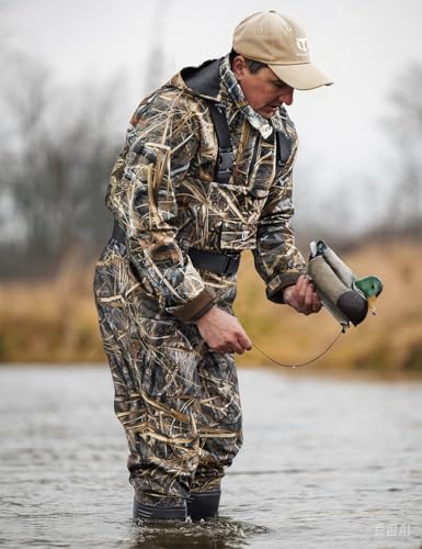 TIDEWE Bootfoot Chest Wader, 2-Ply Nylon/PVC Waterproof Fishing Hunting Waders with Boot Hanger for Men Women Green Brown - color: Next Camo Evos, size: M8/W10