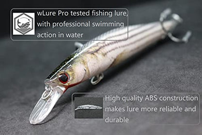 Minnow Crankbait for Bass Fishing Bass Lure Jerkbait Fishing Lures and Tackle Box - color: HM673KB