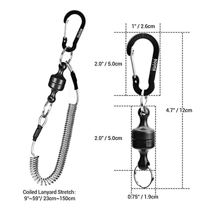 Booms Fishing MRC Magnetic Net Release for Fly Fishing, Magnetic Quick Release Keychain, Magnet Clip Release with Coiled Lanyard or Carabiners - style: 2pcs Magnetic Release & Lanyard