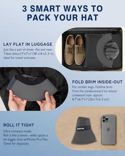 TOP-EX Cooling Sun Hat with Neck Flap – UPF 50+ Wide Brim Breathable Hat for Hiking, Fishing & Big Heads - color: Dark Grey, size: Medium