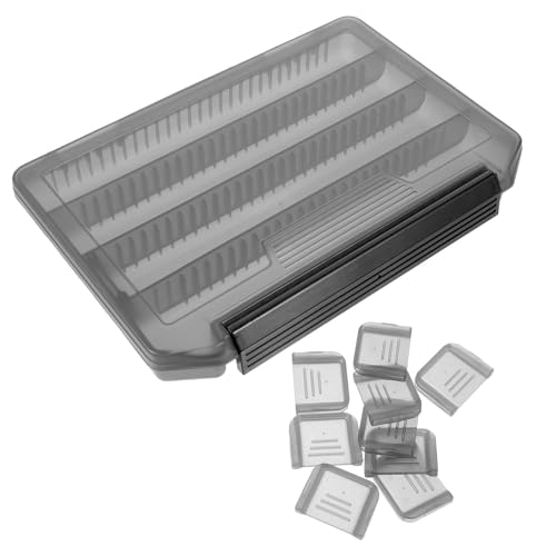 CHILDWEET Compact Multi-Grid Fishing Tackle Box Gray Portable Fishing Tool Organizer with Bait Storage and Kayak Use