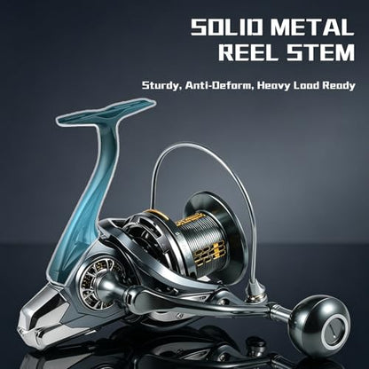 Fishing Spinning Reel, 10000/12000 Saltwater Spinning Reel, 45LBS Max Drag, CNC Aluminum Screw-in Handle & Spool, Oscillating Guide Rod System, Surf Fishing Reel for Beach & Boat Fishing - size: 10000