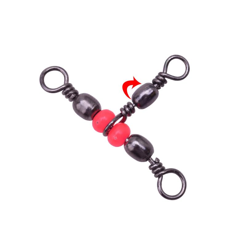 50 Pack Fishing Three Way Swivels Cross Line Barrel 3 Way Swivel Crossline Connector Tackle Trolling T-Turn Connection for Fishing Tackle Catfish Rig Surf Saltwater Freshwater Spider Rigging