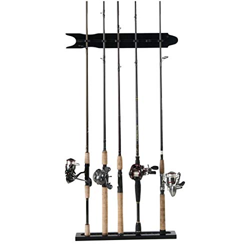 Old Cedar Outfitters Modular Wall Rack for Fishing Rod Storage, Holds up to 8 Fishing Rods - color: Black