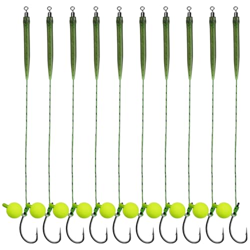 Carp Fishing Hair Rigs Carp Fishing Gear with Braided Thread Line, Carp Fishing Hooks Size 2/4/6/8, Swivel Snaps and Artificial Carp Boilie Eggs - size: Hair Rigs Fishing Size 6 -10pcs
