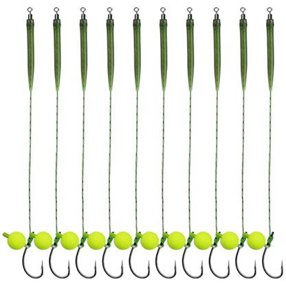 Carp Fishing Hair Rigs Carp Fishing Gear with Braided Thread Line, Carp Fishing Hooks Size 2/4/6/8, Swivel Snaps and Artificial Carp Boilie Eggs - size: Hair Rigs Fishing Size 6 -10pcs