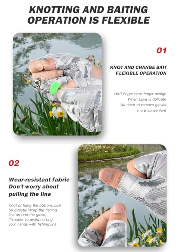 SUJAYU Fishing Gloves Men & Women, Anti-Slip & Breathable Laxuery Palm Kayak Gloves, 3-Cut Fingers UV Gloves Ice Fishing Gloves Fly Fishing Accessories - color: Grey, size: Medium
