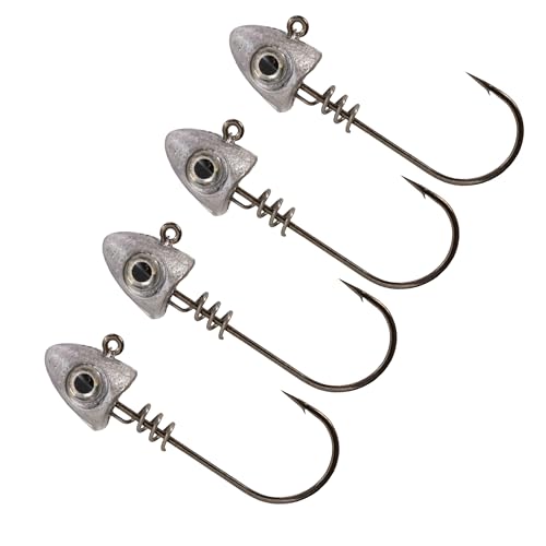 Duckett Fishing Subtle Head Jig Heads Soft Plastic Lure Jig for Bass, Walleye, and Inshore Fishing, 4 Pack, Unpainted with Eye, 3/0 Hook - size: 1/4 oz