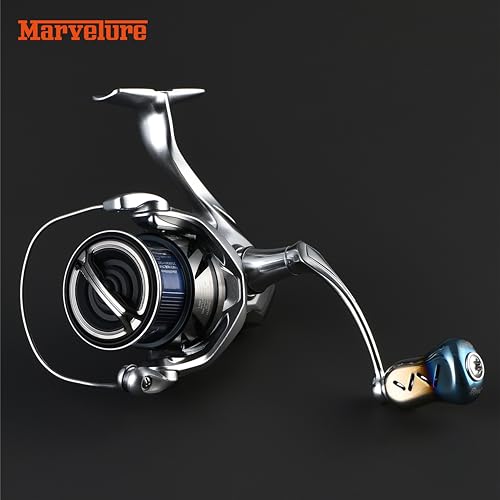 Mamba Series Power Handle 2.28'' (58 mm) with Titanium Knob Compatible for Shimano Stradic FL FM, Stella, Vanford, Vanquish, Twin Power, Nasci FC FD 1000-5000 Spinning Reels - color: Roasted Blue