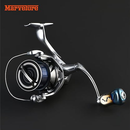 Mamba Series Power Handle 2.28'' (58 mm) with Titanium Knob Compatible for Shimano Stradic FL FM, Stella, Vanford, Vanquish, Twin Power, Nasci FC FD 1000-5000 Spinning Reels - color: Roasted Blue