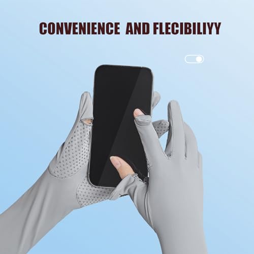 Summer-UV-Sun-Protection Gloves Outdoor Long Arm Driving-Gloves for Women - color: Grey