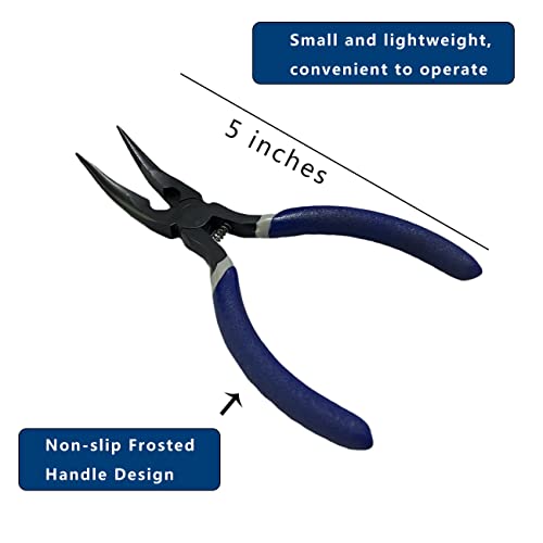 Fish Bone Pliers/Tweezers 5 Inches Bent Needlepoint Nickel Iron Salmon Pin Bone Pliers Tweezers for Salmonbone Removing, Plucking and Pulling Pin (Blue) - color: Blue