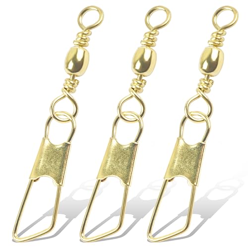 AGOOL Fishing Swivels Snaps, 60/120pcs Barrel Swivels with Nice Snaps Gold High Strength Solid Rings Line Lures Connector Fishing Tackle Accessories - size: #6_120pcs