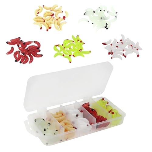 250pcs Soft Plastic Fishing Lures Worms, Plastic Fishing Worms Fake Maggots Fake Baits, Bread Soft Maggots Artificial Earthworm