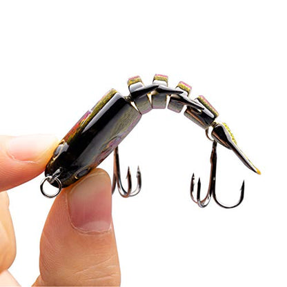 Bassdash SwimPanfish 0.34oz Hard Swimbaits Multi Jointed Topwater Trout Bass Fishing Crank Lure for Freshwater and Saltwater - color: Rainbow