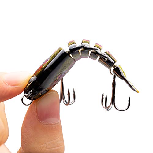 Bassdash SwimPanfish 0.34oz Hard Swimbaits Multi Jointed Topwater Trout Bass Fishing Crank Lure for Freshwater and Saltwater - color: Rainbow