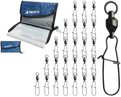 Pristis Convenient Soft Bait Storage Bag Set, Soft Bait Binder & 25 Pack #3 High Strength Fishing Snap Swivels, A Neat Option for Angler