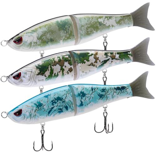 Bassdash SwimShad Glide Baits Jointed Swimbait Bass Pike Salmon Trout Muskie Fishing Lure,3-Pack - color: Grunge Camo + Highland + Ocean Digital, size: 4.5in/0.65oz