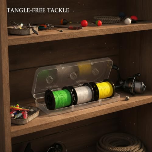 Clear Silicone Fishing Line Spool Storage Box, Tackle Organizer for Multiple Spools, Durable Protective Case (1 Pack)