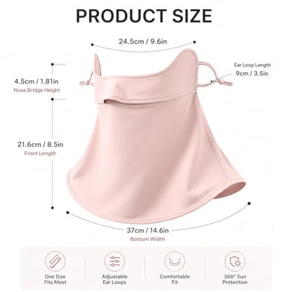 Face Cover for Sun Protection UPF 50+ UV Face Mask, UV Face Shield for Golf, Hiking Fishing & Outdoors Breathable - color: Pink-half