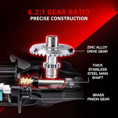 SEASIR Prospec Spinning Reels, Ultralight Smooth | Carbon Fiber, Max Drag up to 19.8LB, 5.2:1/6.2:1 Gear Ratio, Compact, 8+1 Shielded Ball Bearing, Freshwater Saltwater - style: 3000mhg/Max Drag 9kg