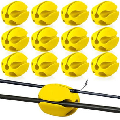 Blueweenly 12 Pcs Portable Silicone Fishing Pole Rod Holder Clips Fixed Ball 5 Holes Multifunctional Rubber Fishing Pole Puller Clips Bike Rod Holder Straps for Travel Ground Car Bike - color: Yellow