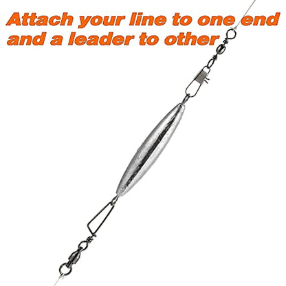 Dr.Fish Inline Trolling Lead Sinkers Torpedo Weights Saltwater Fishing | Streamlined Torpedo Shaped Trolling Sinkers, Perfect for salmon, tuna, walleye, trout, and wahoo in fresh and saltwater. - size: 3oz-5 Pack