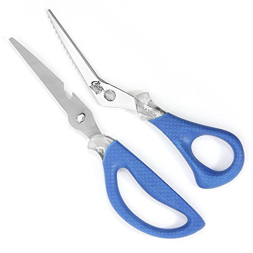 Cuda 8" Detachable Marine Shear Durable Fishing Mono, Braided Line & Fluorocarbon Cutter for Saltwater & Freshwater with Serrated Blades, Bottle Opener & Fish Scaling Edge